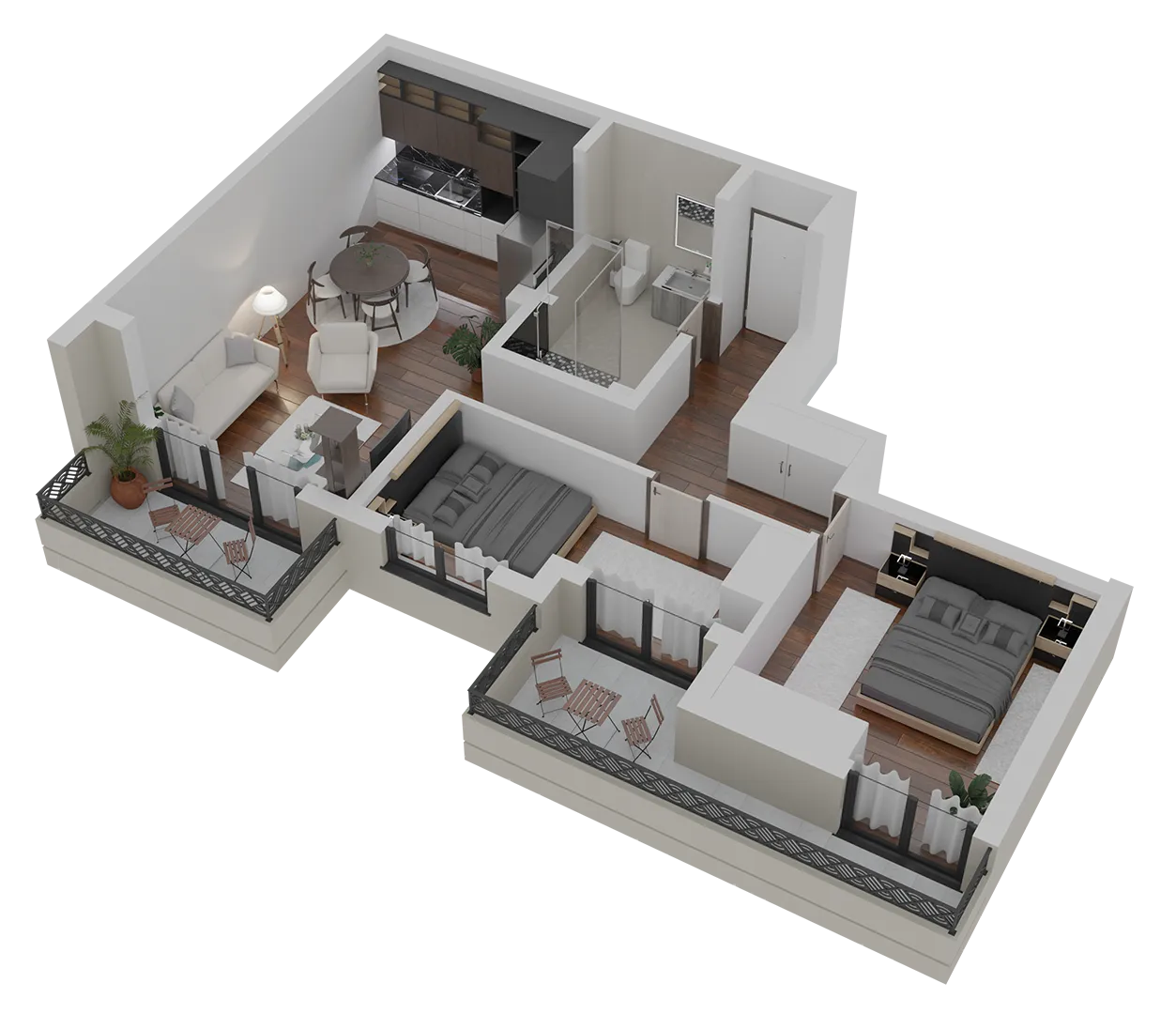 Tozino voće - 3D prikaz dvosobnog stana